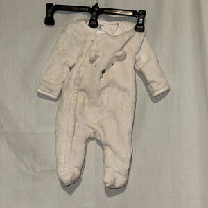 white bear embroidered Absorba zip up warm winter suit size 0-3 month